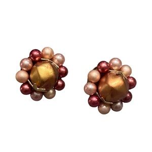 Japan vintage faux pearl clip on earrings